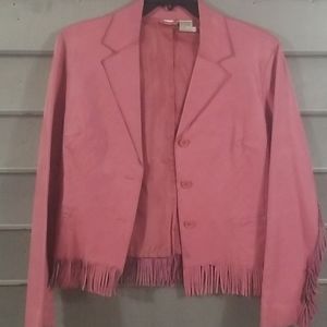 Leather fringed jacket